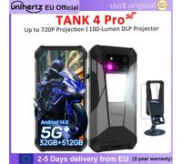 Smartphone robuste avec projecteur Unihertz 8849 Tank 4 Pro, 36 Go + 1 To, 5G, batterie 11600 mAh, écran AMOLED 3K 6,73 pouces, Android 14, Dimensity 8300 Set One
