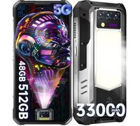 Smartphone Robuste OUKITEL WP100 Titan 5G 48GO+512GO 33000mAh 6.8"" FHD+ 200MP Téléphone Incassable avec 100 Lumen Projecteur NFC