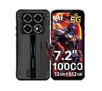 Smartphone robuste OUKITEL WP60 avec 36 Go (12+24) de RAM, 512 Go de ROM, 5G, écran HD+ de 7,2 pouces 120 Hz, processeur MTK 7025, batterie de 10000 mAh, appareil photo 108 MP, Android 15, NFC noir