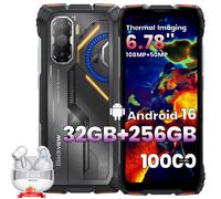 Smartphone Robustes Blackview ROCK 3 Téléphone Portable Incassable,Android 16,6.78"",32Go+256Go,Orange,Avec Hibuds6 Écouteurs-Blanc