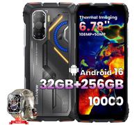 Smartphone Robustes Blackview ROCK 3 Téléphone Portable Incassable,Android 16,6.78"",32Go+256Go,Orange,Avec W60 Montre Connectée-Gris