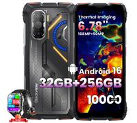 Smartphone Robustes Blackview ROCK 3 Téléphone Portable Incassable,Android 16,6.78"",32Go+256Go,Orange,Avec W60 Montre Connectée-Noir