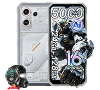 Smartphone Robustes OSCAL MARINE 3 Téléphone Portable Incassable,6.56"", Android15,24Go+128Go,5000mAh,NFC-Blanc,avec W50Pro Montre