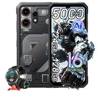 Smartphone Robustes OSCAL MARINE 3 Téléphone Portable Incassable,6.56"", Android15,24Go+128Go,5000mAh,NFC-Noir,avec W50Pro Montre