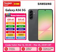 Smartphone Samsung Galaxy A56 5G, écran Super AMOLED de 6,7 pouces, fréquence de rafraîchissement de 120 Hz, appareil photo arrière 50 MP, batterie 5000 mAh, 12 Go de RAM, 256 Go de stockage Lightgray
