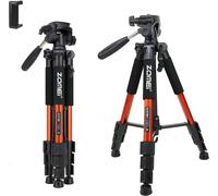 Smartphone Tripod, 140 cm Tripod Travel Camera with Phone Holder and Carry Bag for DSLR DV Camera Smartphone (Orange)