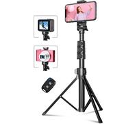 Smartphone Tripod,142 Cm Extendable Selfie Stick Aluminium Tripod Heads With Bluetooth Remote Control & Universal Phone Holder Compatible With Iphone,Camera And Gopro
