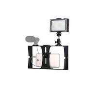Smartphone Vidéo Rig Visiophone Stabilisateur Grip Trépied PULUZ 2 en 1+ Kits de microphone pour iPhone, Galaxy (bleu)