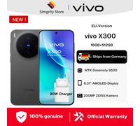 Smartphone vivo X300 5G, 16 Go + 512 Go, version européenne, écran AMOLED 6,31 pouces 120 Hz, MediaTek Dimensity 9500, triple caméra ZEISS, caméra principale ZEISS 200 MP, IP68 et IP69, Android 16, Ro