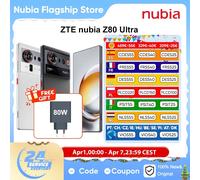 Smartphone ZTE nubia Z80 Ultra 5G Version Globale Snapdragon 8 Elite Gen 5 Écran OLED 6,85'' 144Hz Batterie 7200mAh Charge sans fil 80W Caméra IA 64MP NFC Google Play 16+1Tb Noir