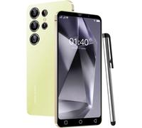 Smartphones Bon Marché, 5,0 Pouces, Double Carte Double Caméra, Quad Core, Rom 16Gb ¿Extensible À 128Gb¿, Support Gps/Wifi/Bluetooth/Fm, Téléphone Déverrouillé Par Le Visag (S24Ultra-Yellow)