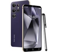 Smartphones Bon Marché, 5,0 Pouces, Double Carte Double Caméra, Quad Core, Rom 16Gb ¿Extensible À 128Gb¿, Support Gps/Wifi/Bluetooth/Fm, Téléphone Déverrouillé Par Le Visag (S24Ultra-Purple)