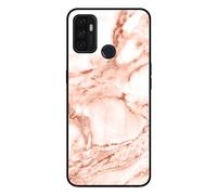 Smartphonica Coque pour OPPO A32 / A53 / A53s aspect marbré - coque arrière marbrée - Blanc Or Rose