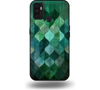 Smartphonica Coque pour OPPO A32 / A53 / A53s avec impression de feuilles vertes - Coque arrière en TPU avec design de feuilles vertes - Vert