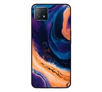 Smartphonica Coque pour OPPO A53 5G / A72 5G / A73 5G aspect marbre - Coque arrière marbre - Bleu