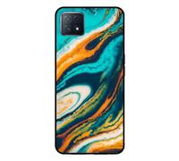 Smartphonica Coque pour OPPO A53 5G / A72 5G / A73 5G aspect marbre - Coque arrière marbre - Vert