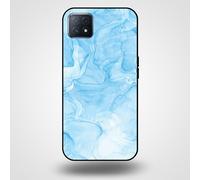Smartphonica Coque pour OPPO A53 5G / A72 5G / A73 5G avec impression marbre - Coque arrière TPU design marbre - Bleu clair