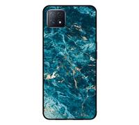 Smartphonica Coque pour OPPO A53 5G / A72 5G / A73 5G avec impression marbre - Coque arrière TPU design marbre - Bleu
