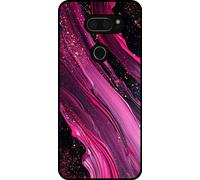 Smartphonica Coque pour téléphone LG V30 avec impression marbre - Coque arrière TPU design marbre - Violet Rose