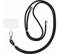 Smartphonica Cordon téléphonique universel - cordon détachable réglable pour téléphone portable - cordon noir avec plaque transparente