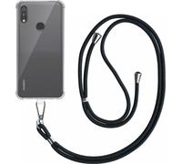 Smartphonica étui de téléphone adapté à Huawei Y6 2019 - Y6s 2019 Transparent antichoc avec cordon universel détachable Lanière pour téléphone - Coque arrière en silicone antichoc avec lanière