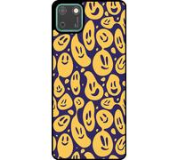 Smartphonica Etui pour téléphone portable Convient pour Huawei Y5P avec impression de smiley - Coque arrière en TPU avec design emoji - Violet Jaune