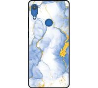 Smartphonica Phone Case Convient pour Huawei Y6S avec impression de marbre bleu clair - Coque arrière en TPU bleu clair Design marbre doré