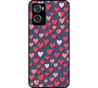 Smartphonica Phone Case Suit pour Oppo A36 / A76 / A96 avec impression de cœur rose et rouge - Coque arrière en TPU Avec motifs de cœurs roses et rouges