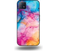 Smartphonica Phone Case Suit pour OPPO A53 5G / A72 5G / A73 5G avec impression marbre acrylique arc-en-ciel - Coque arrière TPU arc-en-ciel Design marbre acrylique