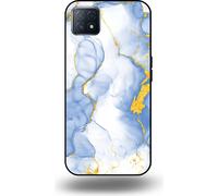 Smartphonica Phone Case Suit pour OPPO A53 5G / A72 5G / A73 5G avec impression marbre doré bleu clair - Coque arrière TPU bleu clair Design marbre doré