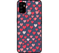 Smartphonica Phone Case Suitable for Oppo A32 / A33 / A53 / A53s avec impression de coeurs roses et rouges - Coque arrière en TPU Coque avec motifs de cœurs roses et rouges