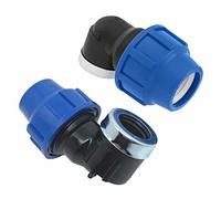 SmartProduct Raccord Coudé MDPE PP à 90 degrés 25mm x 3/4 femelle pour tuyau d’eau PE de compression - Raccords de plomberie coudés PN16 de 25 mm - connecteur pour tuyaux PE80 et PE100-2 pièces