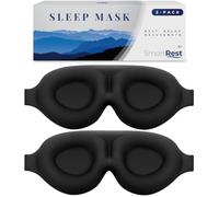 SmartRest Lot de 2 masques de sommeil brevetés, profilés, 100 % occultants, sans pression, pour homme et femme, bandeau pour les yeux et couvre-yeux, noir S2