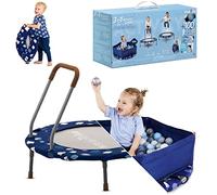 smarTrike Trampoline d'intérieur pour Enfant avec poignée, Pliable, pour Enfant de 1 à 5 Ans (Piscine à balles et Trampoline, Marine)