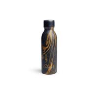 Smartshake Bohtal Bouteille d'eau en marbre à double isolation - 600 ml - Bouteille d'eau en acier inoxydable noir pour boissons chaudes et froides sans BPA - Bouteille isotherme en métal sous vide