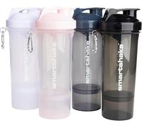 Smartshake Bouteille shaker protéinée Slim (400 ml) | 13,5 oz - Rangement inclus - Bouchon à visser étanche - Sans BPA - Unisexe - Noir, blanc, gris orage, rose coton