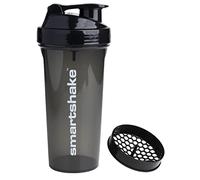 Smartshake Glossy Lite Bouteille shaker de protéines, 800 ml, anti-fuite, sans BPA, cadeau pour homme et femme, pour milkshakes protéinés + poudre de protéines, noir