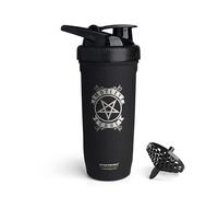 Smartshake Rockband Reforce Bouteille Shaker à protéines en acier inoxydable 700 ml Bouchon à vis étanche sans BPA, non isolant, unisexe, logo Mötley Crüe sur bouteille