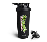 Smartshake TMNT Bouteille shaker protéinée en acier inoxydable Reforce - Non isolée unisexe - Bouteille shaker en métal - 900 ml - Couvercle étanche à visser - Sans BPA - Noir (New Black)