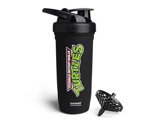 Smartshake TMNT Bouteille shaker protéinée en acier inoxydable Reforce - Non isolée unisexe - Bouteille shaker en métal - 900 ml - Couvercle étanche à visser - Sans BPA - Noir (New Black)