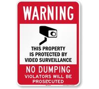 SmartSign 3M Panneau réfléchissant de qualité ingénieur, avertissement de légende : vidéosurveillance sans dumping avec graphique, 61 cm de haut x 45,7 cm de large, noir/rouge sur blanc