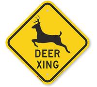 SmartSign 3M Panneau réfléchissant de qualité ingénieur, légende « Deer Xing » avec graphique, carré de 30,5 cm, noir sur jaune
