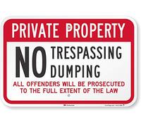 SmartSign 3M Panneau réfléchissant de qualité ingénieur, légende « Private Property No Trespassing No Dumping », 30,5 cm de haut x 45,7 cm de large, noir/rouge sur blanc