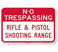 SmartSign 3M Panneau réfléchissant haute intensité, Legend No Trespassing - Gamme de tir à fusil et pistolet, 30,5 cm de haut x 45,7 cm de large, rouge sur blanc