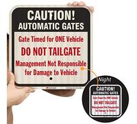 SmartSign 3M Panneau réfléchissant haute intensité, légende « Caution : Automatic Gates - Do Not Tailgate », carré de 30,5 cm, noir/rouge sur blanc