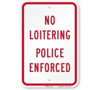 SmartSign 3M Panneau réfléchissant Inscription "No Loitering Police Enforced" Rouge/blanc 45,7 x 30,5 cm