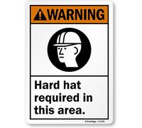 SmartSign Étiquette « Warning - Hard Hat required In This Area » | Vinyle laminé 25,4 x 35,6 cm