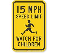 Smartsign fluorescent Diamond Grade réfléchissant en aluminium Panneau, Legend "15 MPH Speed Limit montre pour enfants", 45,7 cm de hauteur x 30,5 cm de largeur, Noir sur jaune