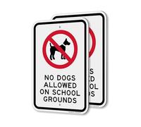 SmartSign Lot de 2 panneaux « No Dogs Allowed On School Grounds », 45,7 x 30,5 cm, aluminium composite de 2 mm, trous pré-percés, noir/rouge sur blanc