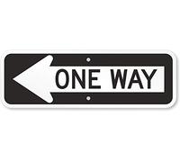 SmartSign MUTCD # R6-1L Panneau réfléchissant de qualité ingénieur 3M, légende « One Way » avec flèche gauche, 15,2 cm de haut x 45,7 cm de large, noir sur blanc